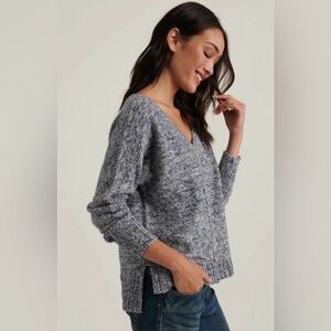 Lucky Brand Marbled Knit V-Neck Sweater